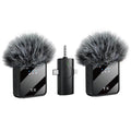 F11-2 kablosuz tx çift yaka mikrofonu | type-c + lightning + 3,5mm jak girişli | 3'ü 1 arada üniversal wireless mikrofon seti