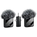 F11-2 kablosuz tx çift yaka mikrofonu | type-c + lightning + 3,5mm jak girişli | 3'ü 1 arada üniversal wireless mikrofon seti