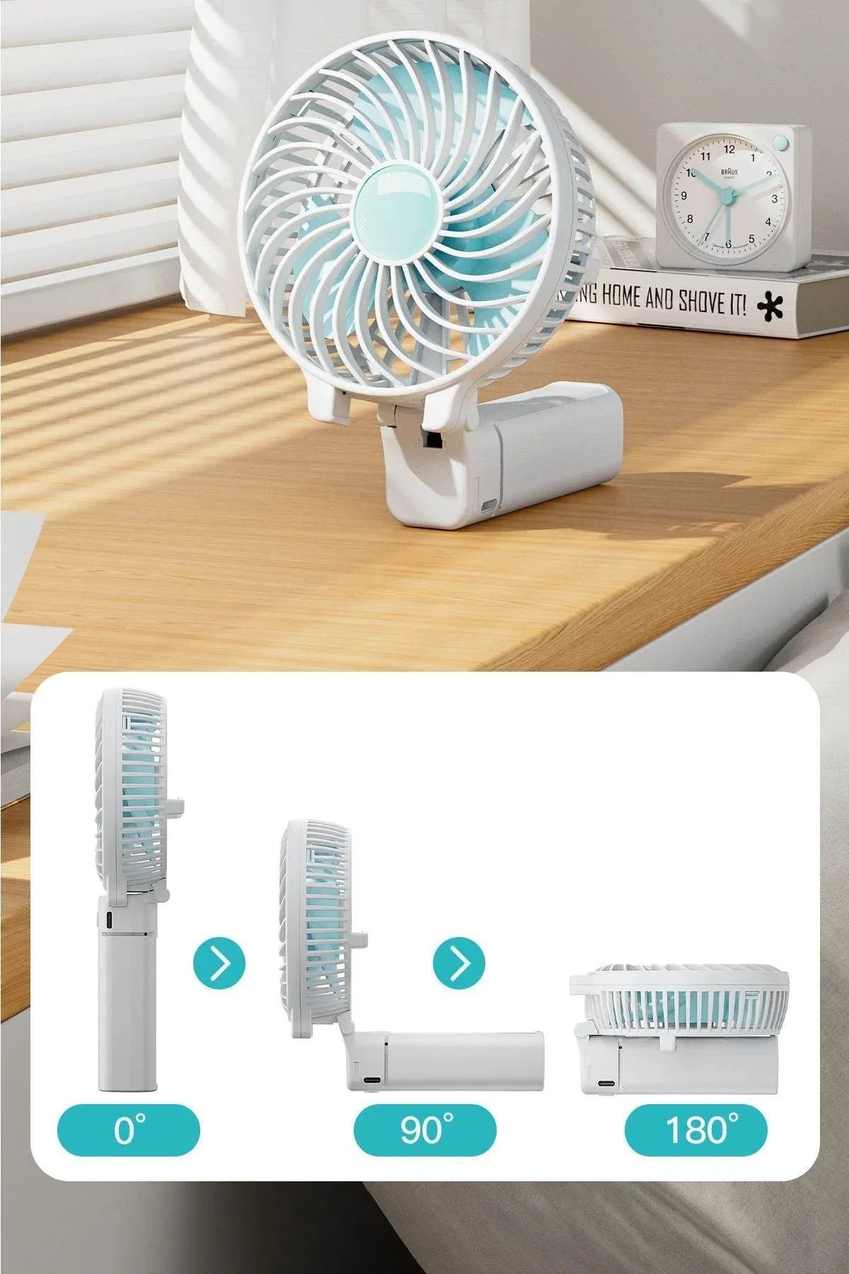 Şarj edilebilir mini el fanı | 3 kademeli hız, katlanabilir tasarım, usb’li taşınabilir fan vantilatör TEKNOİST