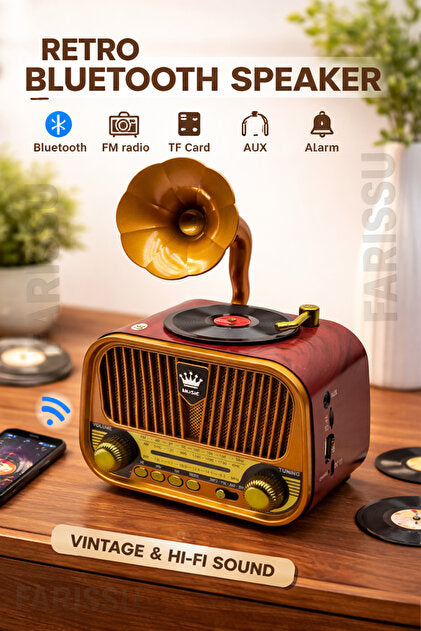 MD-1318BT nostaljik tasarımlı bluetooth hoparlör ve radyo. CARBON