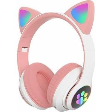 Stn28 kafa üstü led ışıklı hafıza kart destekli kedi bluetooth kulaklık TEKNOİST