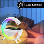 G şekli akıllı rgb lamba ve wirless şarj yeri gece lambası bluetooth hoparlör POLYGOLD