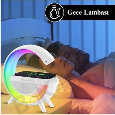 G şekli akıllı rgb lamba ve wirless şarj yeri gece lambası bluetooth hoparlör POLYGOLD
