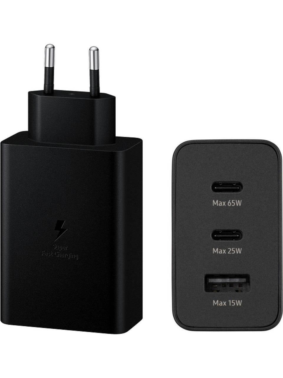 65w trio 3ü1 arada (typec 65w + typec 25w + usb 15w) çıkışlı adaptör ve typec to typec kablo hızlı şarj seti TELETEK