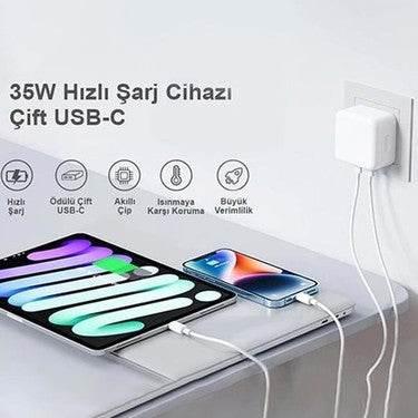 35w çift usb-c girişli ios android uyumlu hızlı şarj adaptör başlık FOREFO
