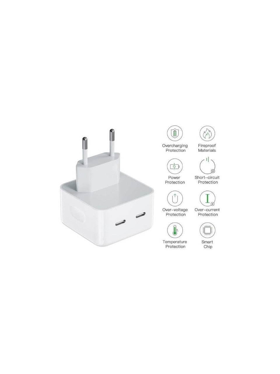Çift typec çıkışlı ve typec to lightning pd kablo şarj seti TELETEK