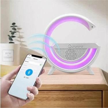 G şekli akıllı rgb lamba ve wirless şarj yeri gece lambası bluetooth hoparlör POLYGOLD