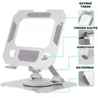 Foldable metal tablet stand | 360° döner, katlanabilir ayarlanabilir tutucu | tüm tablet modelleri ile uyumlu TEKNOİST