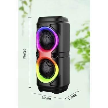 Ms-3637bt ışıklı bluetooth hoparlör – çift 4 inç, mikrofonlu, taşınabilir ROMM