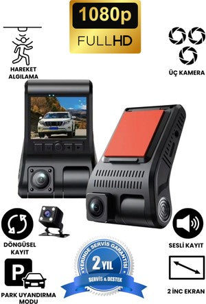 Black Box Full HD 1080P Gece Görüşlü Çift Kameralı Araç İçi Kamera ve Yol Kayıt Cihazı KolayMagza KM Technology - Toptan Telefon Aksesuarları