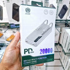 20,000 mah kendisinden lightning typec kablolu pd hızlı 66w destekli led göstergeli powerbank dy-43 JNUOBİ
