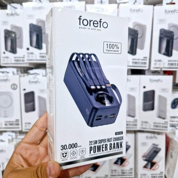 30,000 mah kendisinden 4 kablolu 4 çıkışlı 22,50w hızlı şarj destekli led göstergeli powerbank ck-103 FOREFO