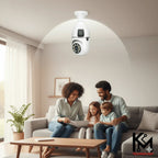 Wifi panorama Çift camera mikrofonlu 360 derece döner led ışıklı gece görüşlü full hd ampul kamera LEERFEİ