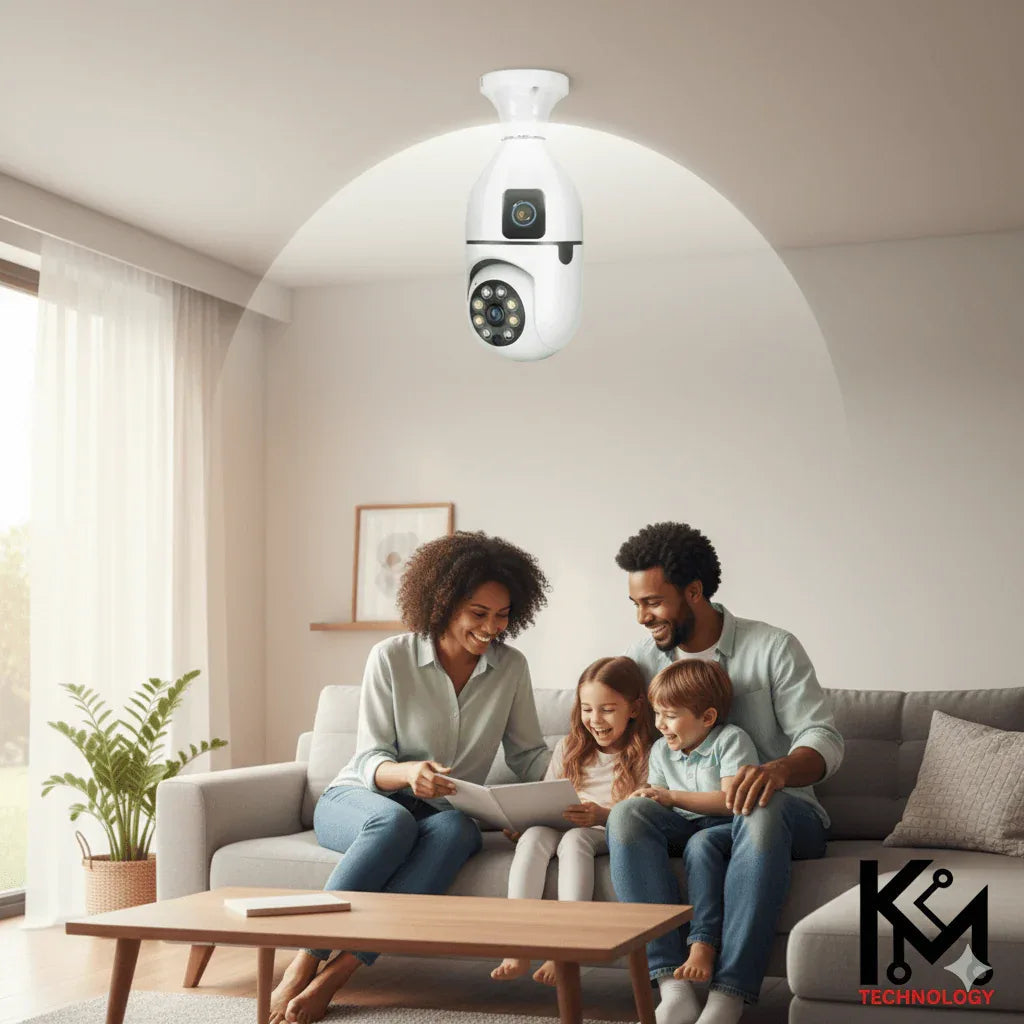 Wifi panorama Çift camera mikrofonlu 360 derece döner led ışıklı gece görüşlü full hd ampul kamera LEERFEİ