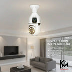 Wifi panorama Çift camera mikrofonlu 360 derece döner led ışıklı gece görüşlü full hd ampul kamera LEERFEİ