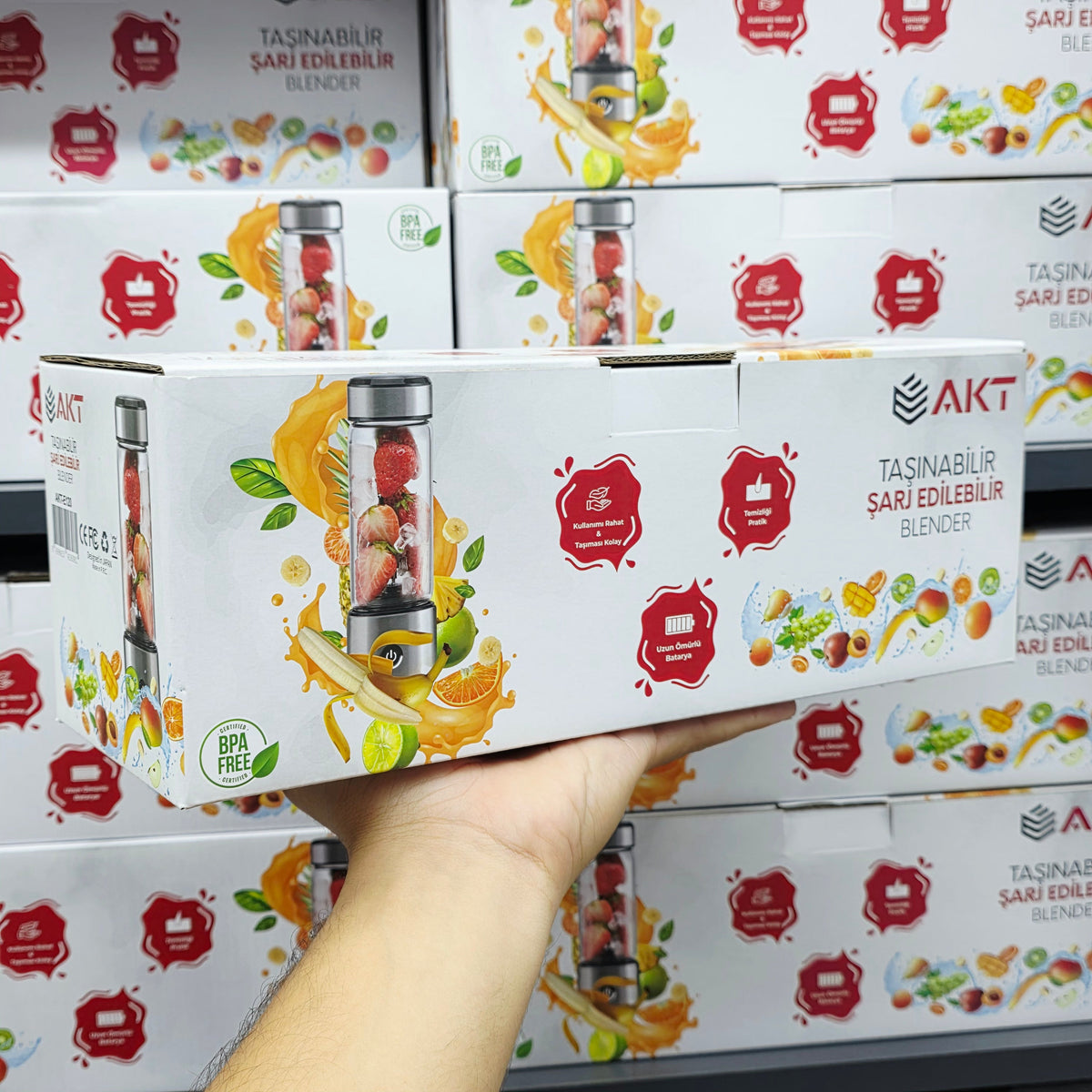 AKT Taşınabilir Şarj Edilebilir Mini Blender - BPA Free Smoothie ve Meyve Sıkacağı Mstore