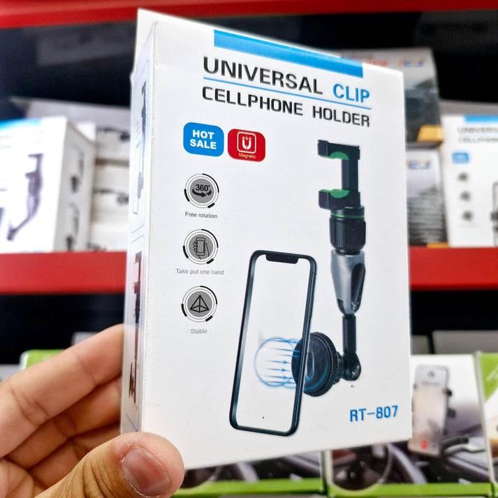 Rt-807 universal araç içi telefon tutucu | dikiz aynasına takılan, mıknatıslı, 360° ayarlanabilir klipsli sistem TEKNOİST