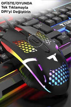 Rgb gaming mouse & keyboard set - renkli led ışıklı oyun seti tmk-06 TORİMA