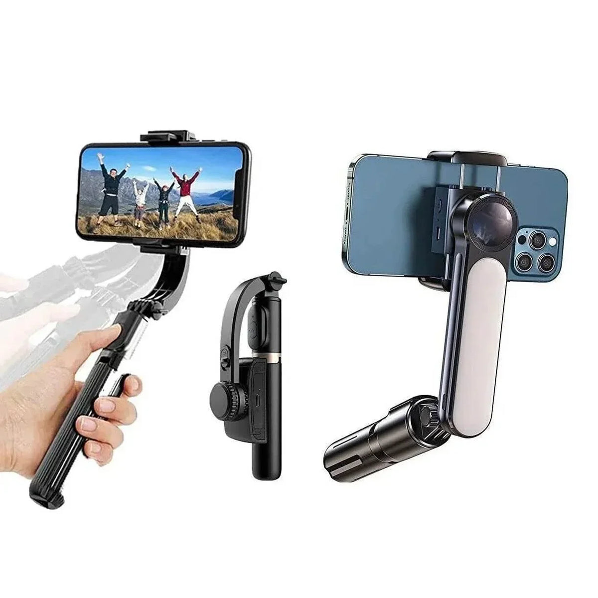 L09 mini gimbal tripod | ışıklı, sabitleyici, kumandalı, ayarlanabilir ayaklı, taşınabilir telefon tutucu