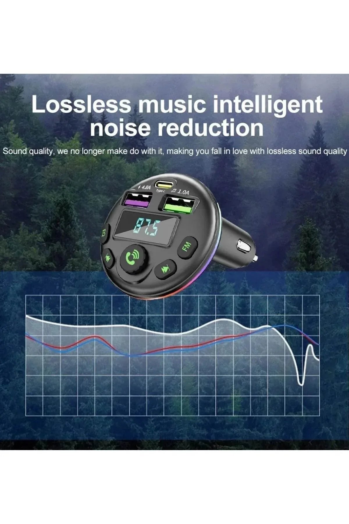 Araç içi bluetooth fm transmitter - micro typec lightning 3ü1 arada - pd 20-36w hızlı şarj, usb müzik çalar, hands-free arama çakmaklık g14 MBX