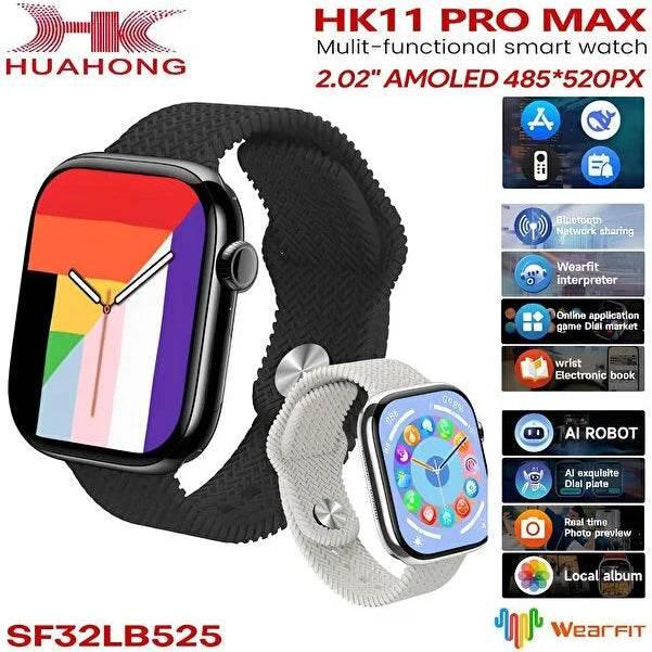 Hk11 pro max amoled ekranlı 45mm çift kordonlu ios android uyumlu akıllı saat WEARFİT