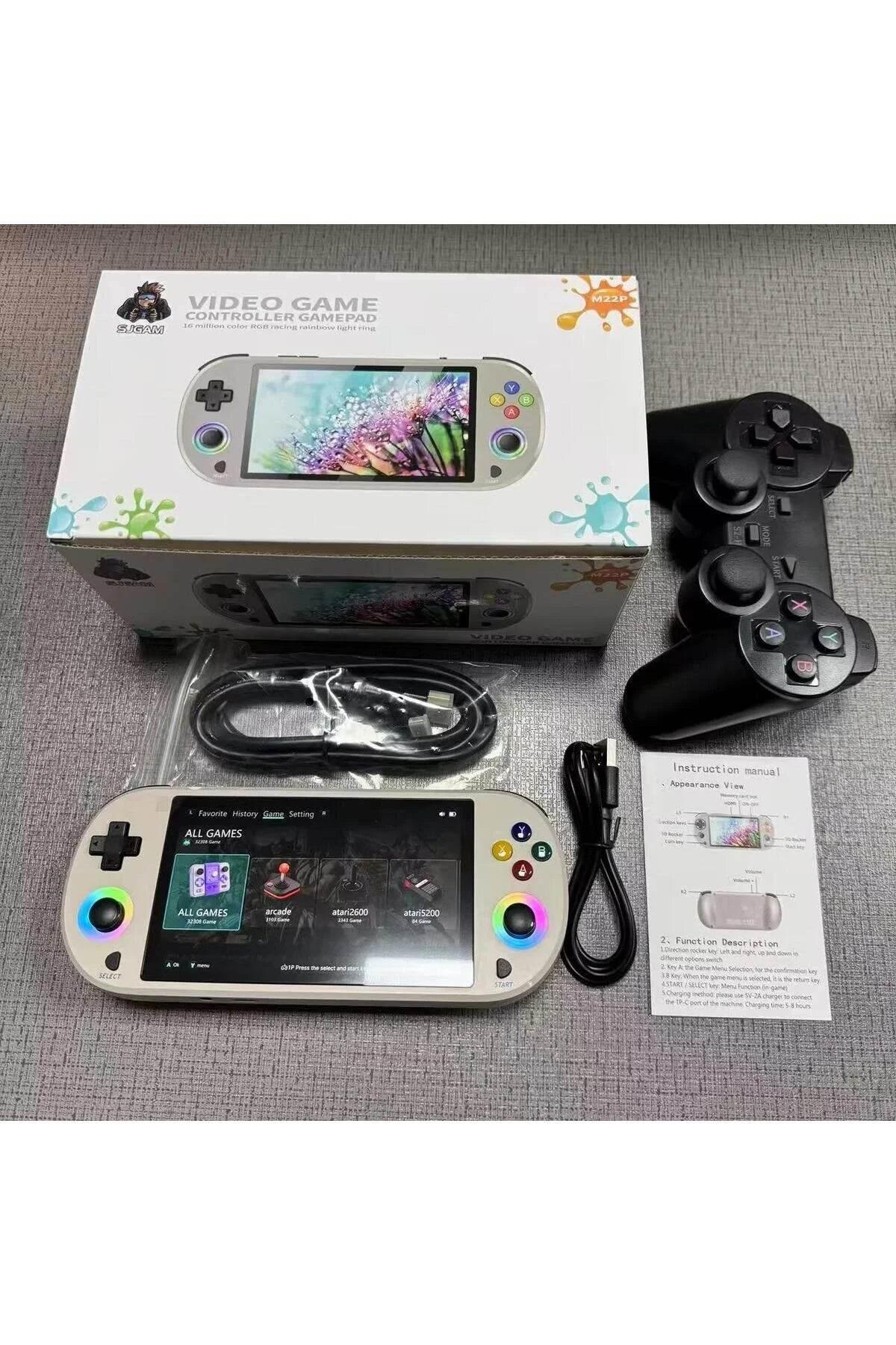 Sjgam M22 Pro Retro Oyun Konsolu 5,0 ''ıps Ekran Dahili 20000+ Oyun Emülatörleri Rgb LED Joystick TÜMCELL
