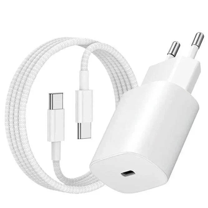 25w typec çıkışlı 15 pro max başlık ve typec to typec kablo yeni nesil şarj seti