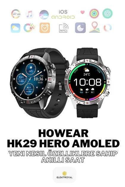 HK29 Hero Amoled Ekran Yuvarlak Akıllı Saat Navigasyon Bluetooth Çağrı Android Ios Uyumlu Saat WEARFİT