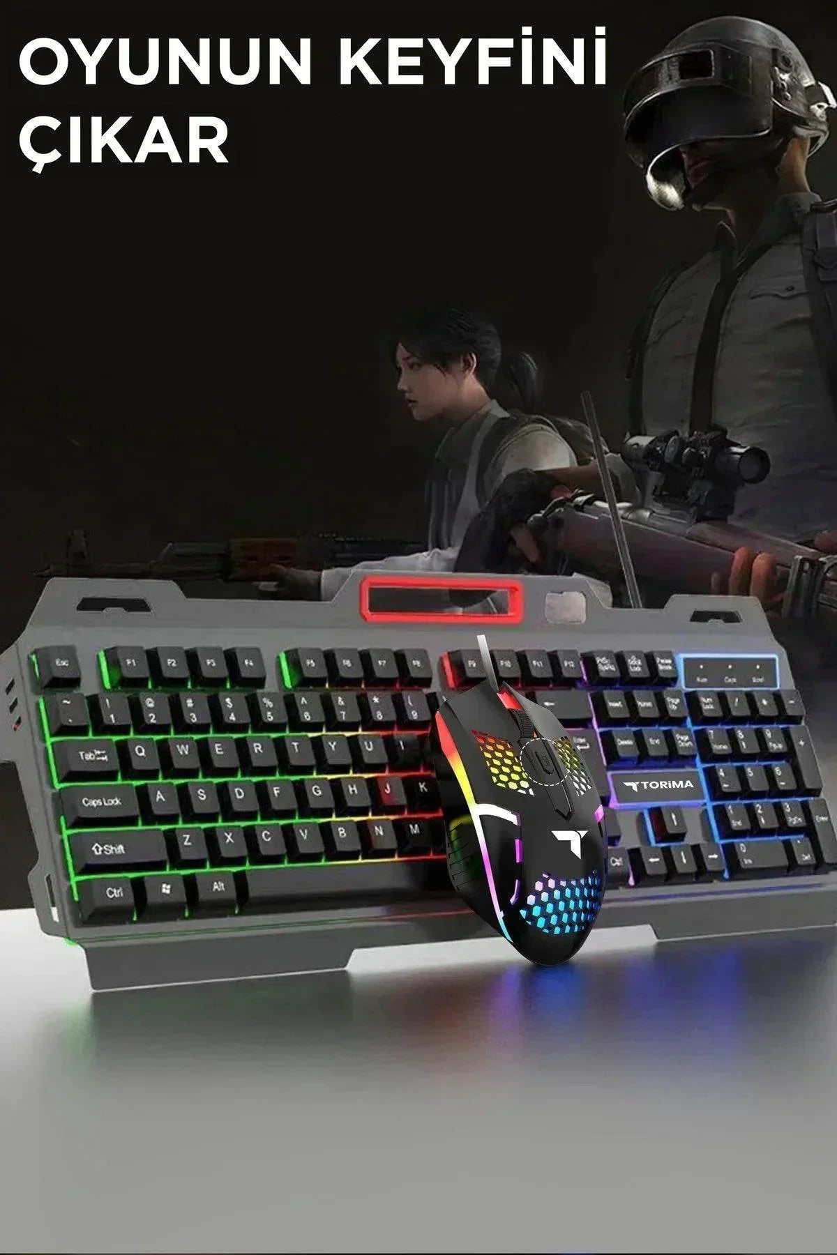 Rgb gaming mouse & keyboard set - renkli led ışıklı oyun seti tmk-06 TORİMA