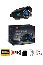 Q28 1080P kameralı Intercom +32GB SD Kartlı Bluetooth Motorsiklet Kask Kulaklığı İnterkom su geçirmez - G6O WEARFİT