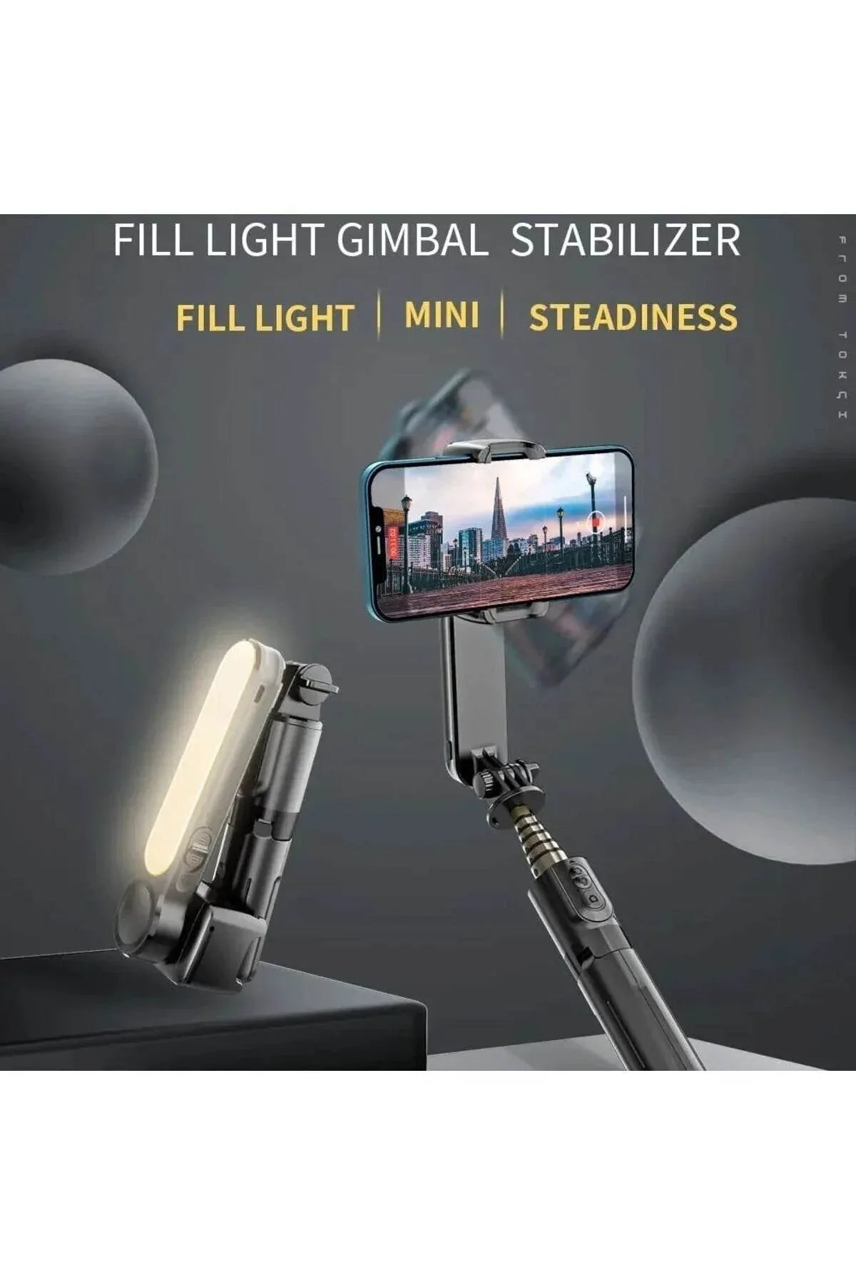 L09 mini gimbal tripod | ışıklı, sabitleyici, kumandalı, ayarlanabilir ayaklı, taşınabilir telefon tutucu TORİMA
