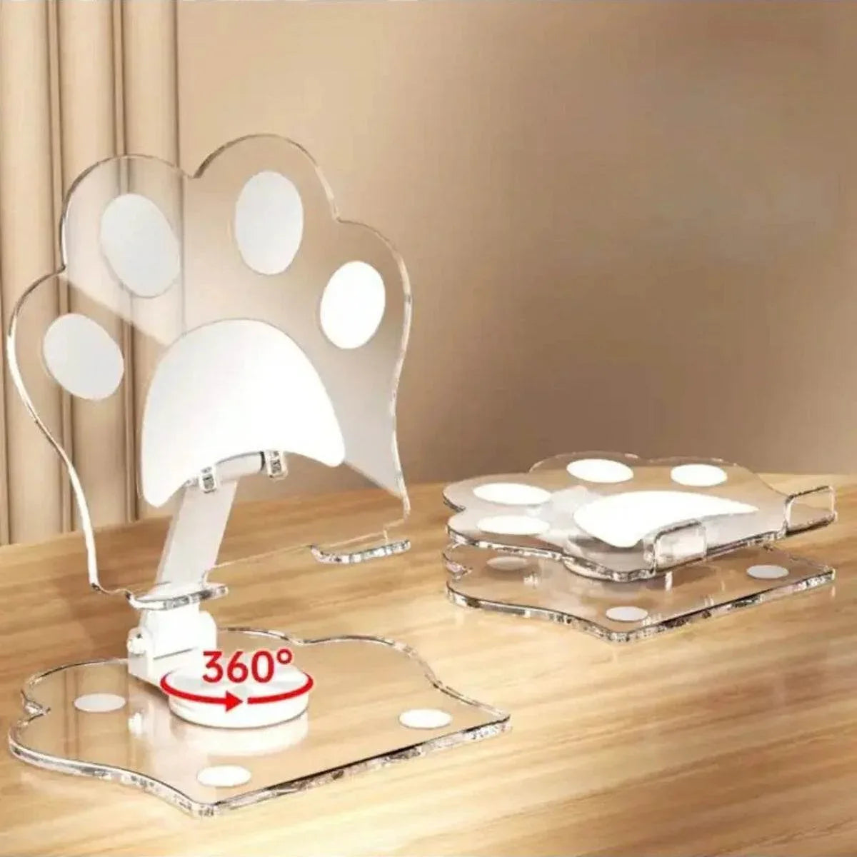 360 döner katlanabilir kedi eli telefon & tablet tutucu | şeffaf ve taşinabilir masa üstü stand TEKNOİST