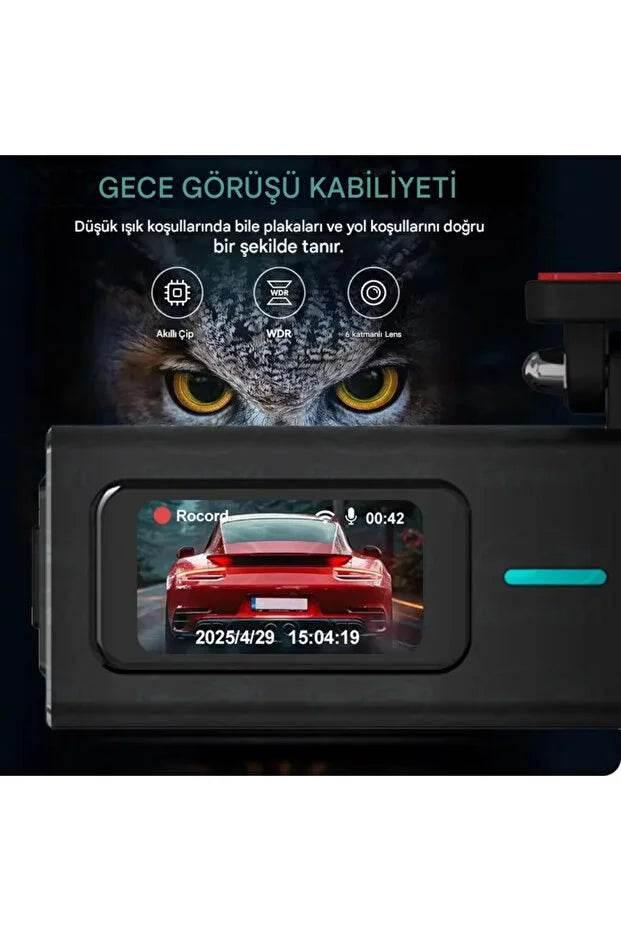 F8 4K Ultra Hd Ekranlı Ön Kamera Video Kaydedici Araç Kamerası Wi-Fi, IR Gece Görüşü, APP Kontrol DashCam WEARFİT