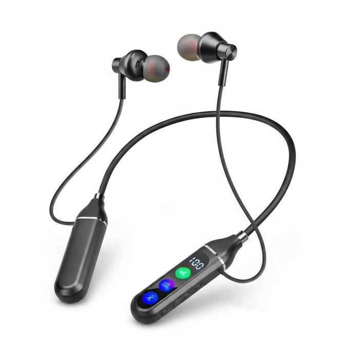60 Saat Müzik, Akıllı AI Ses Değiştiricili Boyun Askılı Bluetooth Kulaklık - 360 Gün Bekleme Süresi - Dijital Ekranlı & Oyun Modlu JNUOBİ