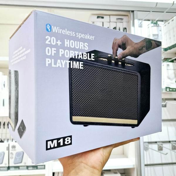 20 saat pil ömürlü deri tahta tasarımlı usb sd aux girişli bluetooth hoparlör m18 JNUOBİ