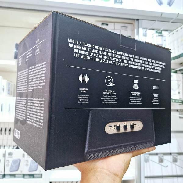 20 saat pil ömürlü deri tahta tasarımlı usb sd aux girişli bluetooth hoparlör m18 JNUOBİ