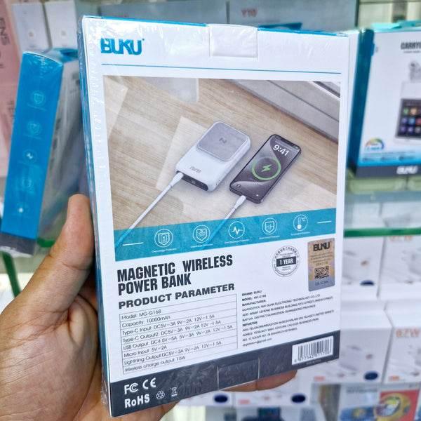 10,000 mah magnatik magsafe 15w kablosuz ve pd 22,50w+qc kendisinden kablolu hızlı şarj destekli powerbank mg-g168 BUKU