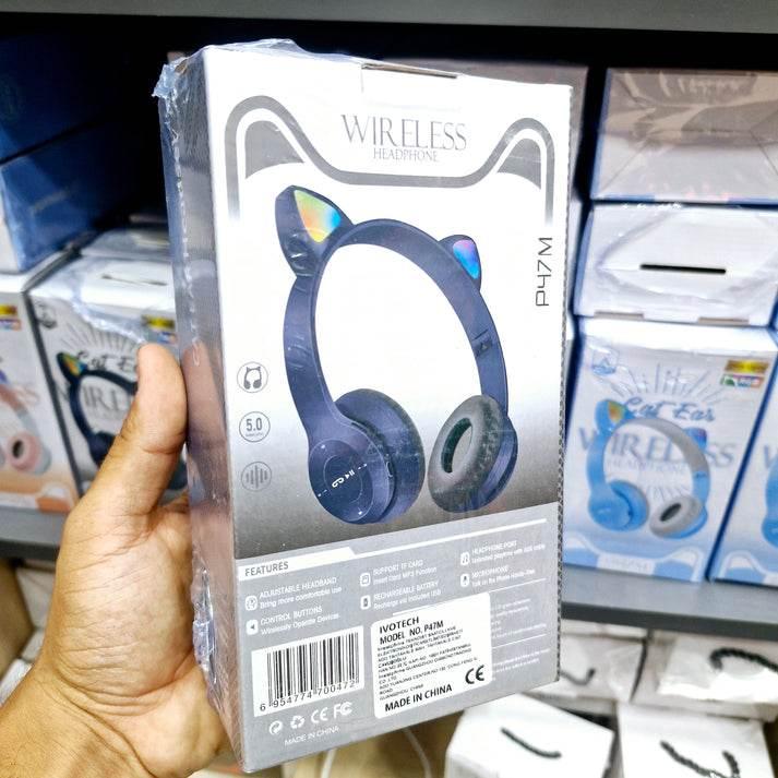 ( 5 adet ) P47m kedili led ışıklı katlanabilir hafıza kartı destekli kafa üstü bluetooth kulaklık OSMANABİ