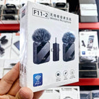 F11-2 kablosuz tx çift yaka mikrofonu | type-c + lightning + 3,5mm jak girişli | 3'ü 1 arada üniversal wireless mikrofon seti TEKNOİST