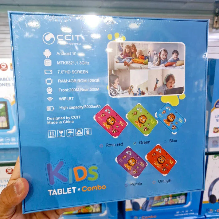 Ccıt 7" kids tablet & kulaklık seti - 4gb ram, 128gb hafıza, android 10, zoom destekli, çocuklara özel eğitim tableti APPEX