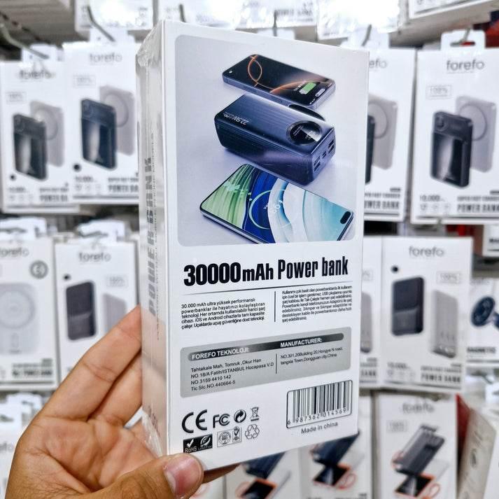 30,000 mah kendisinden 4 kablolu 4 çıkışlı 22,50w hızlı şarj destekli led göstergeli powerbank ck-103 FOREFO