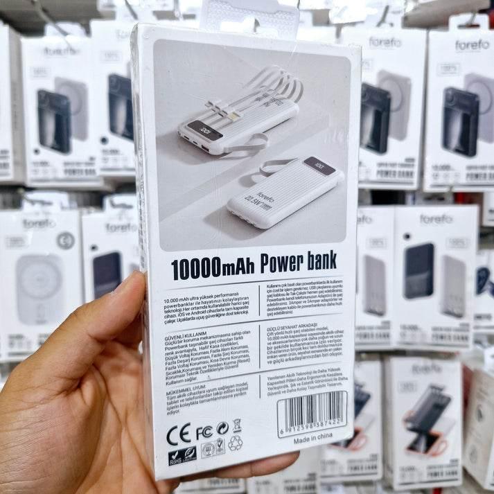 10,000 mah dahili kablolu, led göstergeli 22,5w hızlı şarj destekli taşınabilir powerbank kx-110 FOREFO
