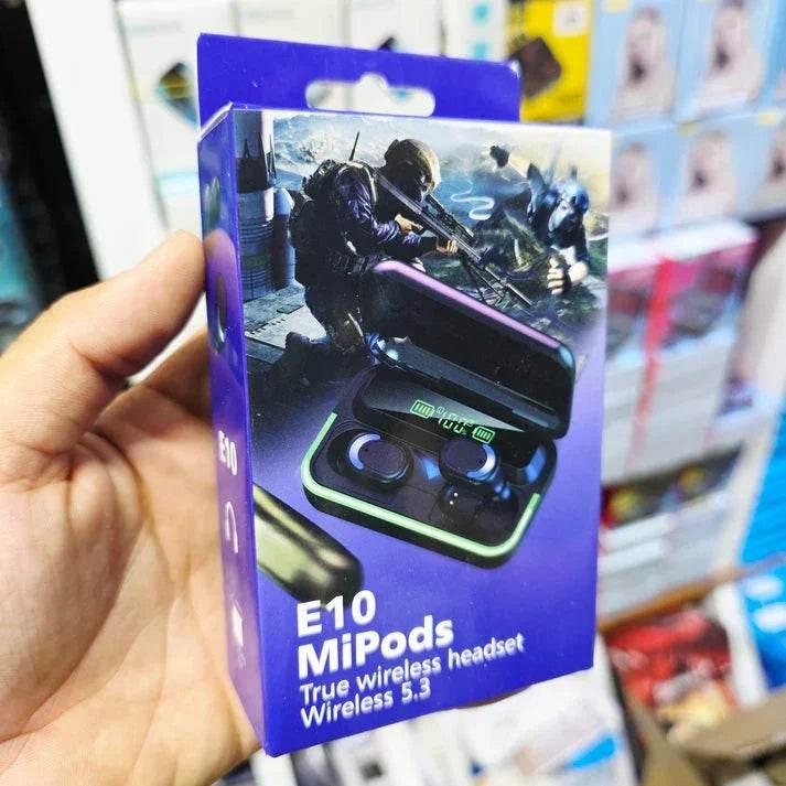 E10 mipods rgb ışıklı kulak içi led göstergeli 1000 mah powerbank özellikli bluetooth kulaklık LEERFEİ
