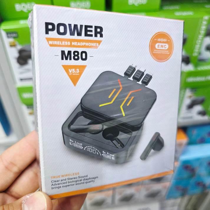 M88 Şarj Göstergeli 2000 mah kendisinden kablolu Powerbank Özellikli Bluetooth Kablosuz Kulakiçi Kulaklık LEERFEİ
