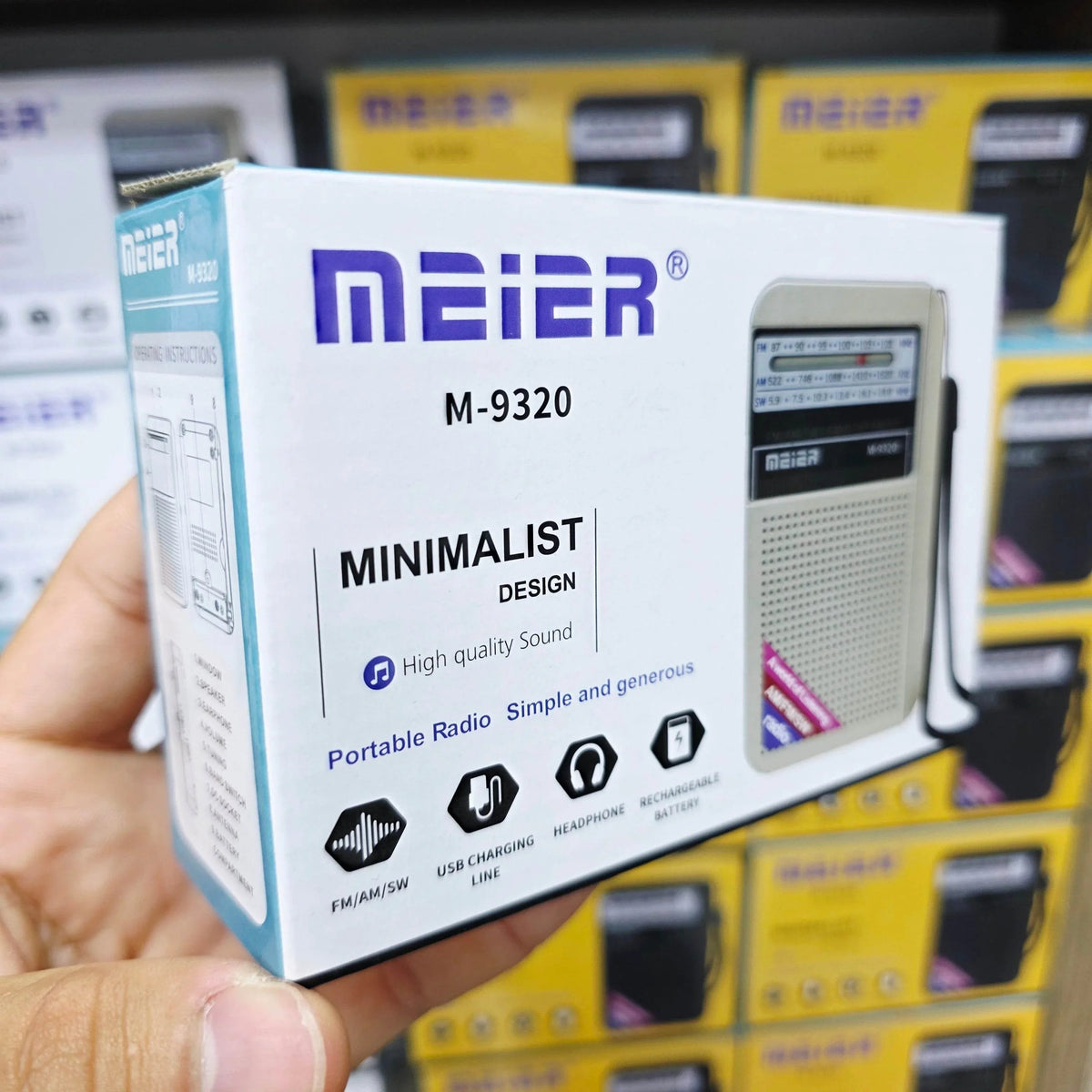 Meier m-9320 minimalist cep radyo fm/am/sw usb sarj edilebilir kulaklık takılabilir CARBON