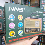 Nns ns-8898bt masa üstü saatlı nostaljik usb/tf/am/fm/radyo destekli bluetooth hoparlör CARBON