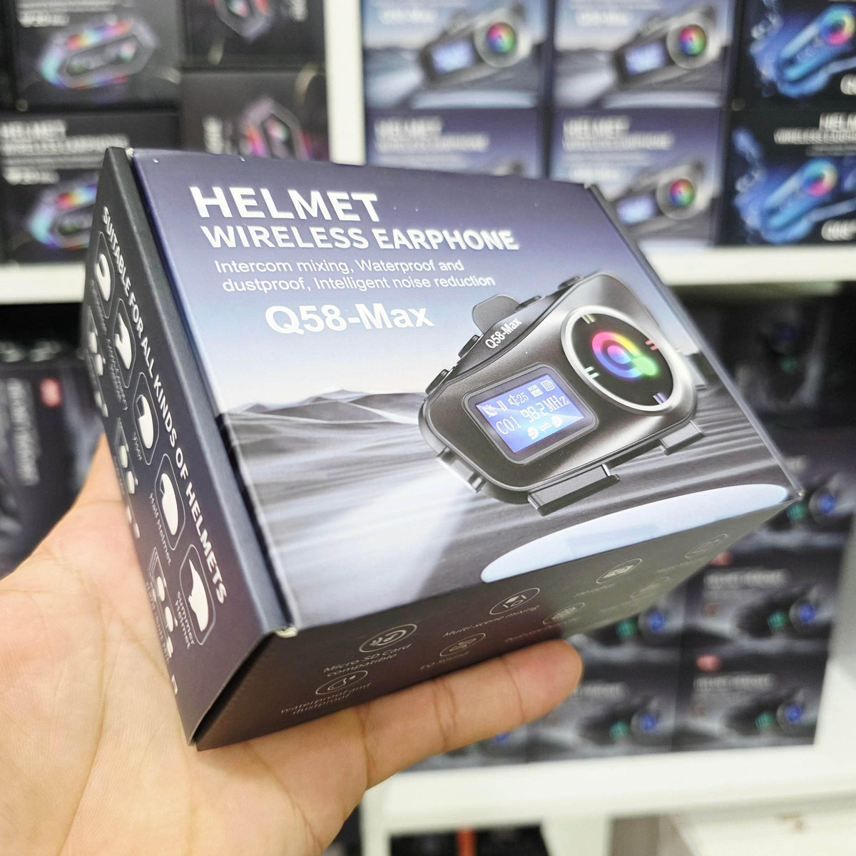 Q58 Max Kablosuz Motosiklet İnterkom Kulaklık Gürültü Engelleme, radyolu 2 Sürücü için 500M İçinde canlı telsiz Konuşur 5,3v bluetooth su geçirmez - G6P LEERFEİ