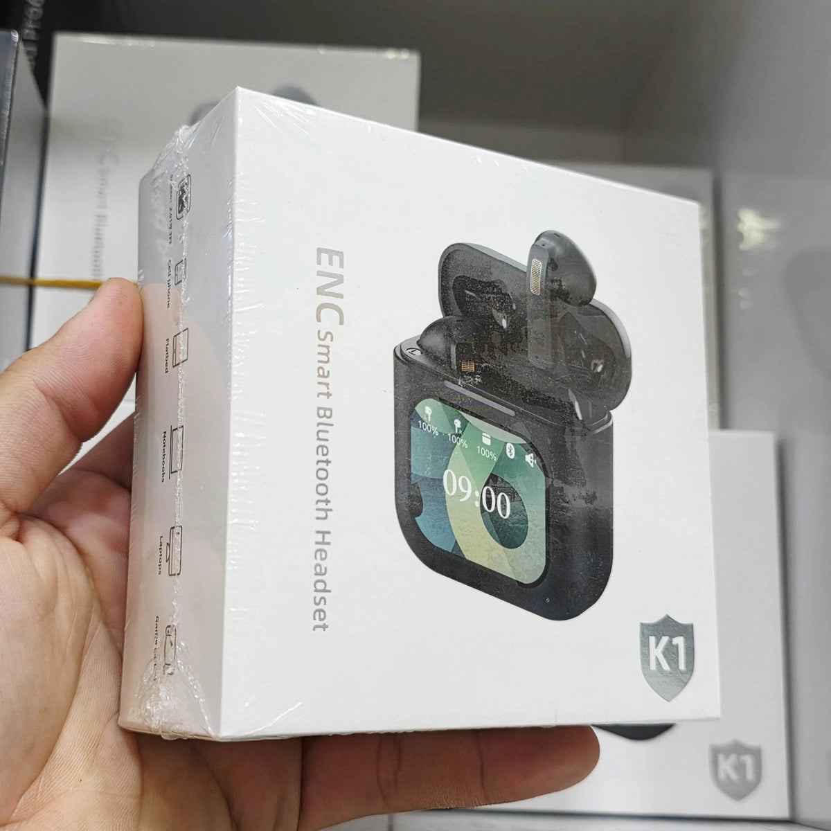 K1 dokunmatik amoled ekranlı ANC ENC kulak içi mikrofonlu 5,3v bluetooth kulaklık TELETEK