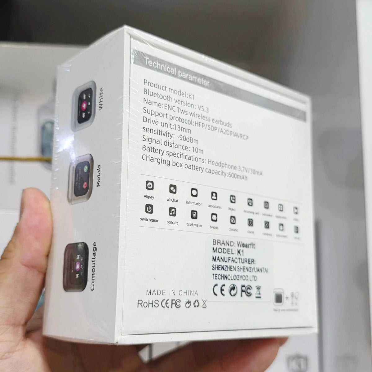 K1 dokunmatik amoled ekranlı ANC ENC kulak içi mikrofonlu 5,3v bluetooth kulaklık TELETEK