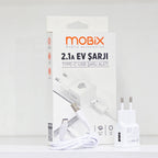( 5 adet ) 2.1A Usb çıkışlı ve 1 metre kablo şarj seti MBX